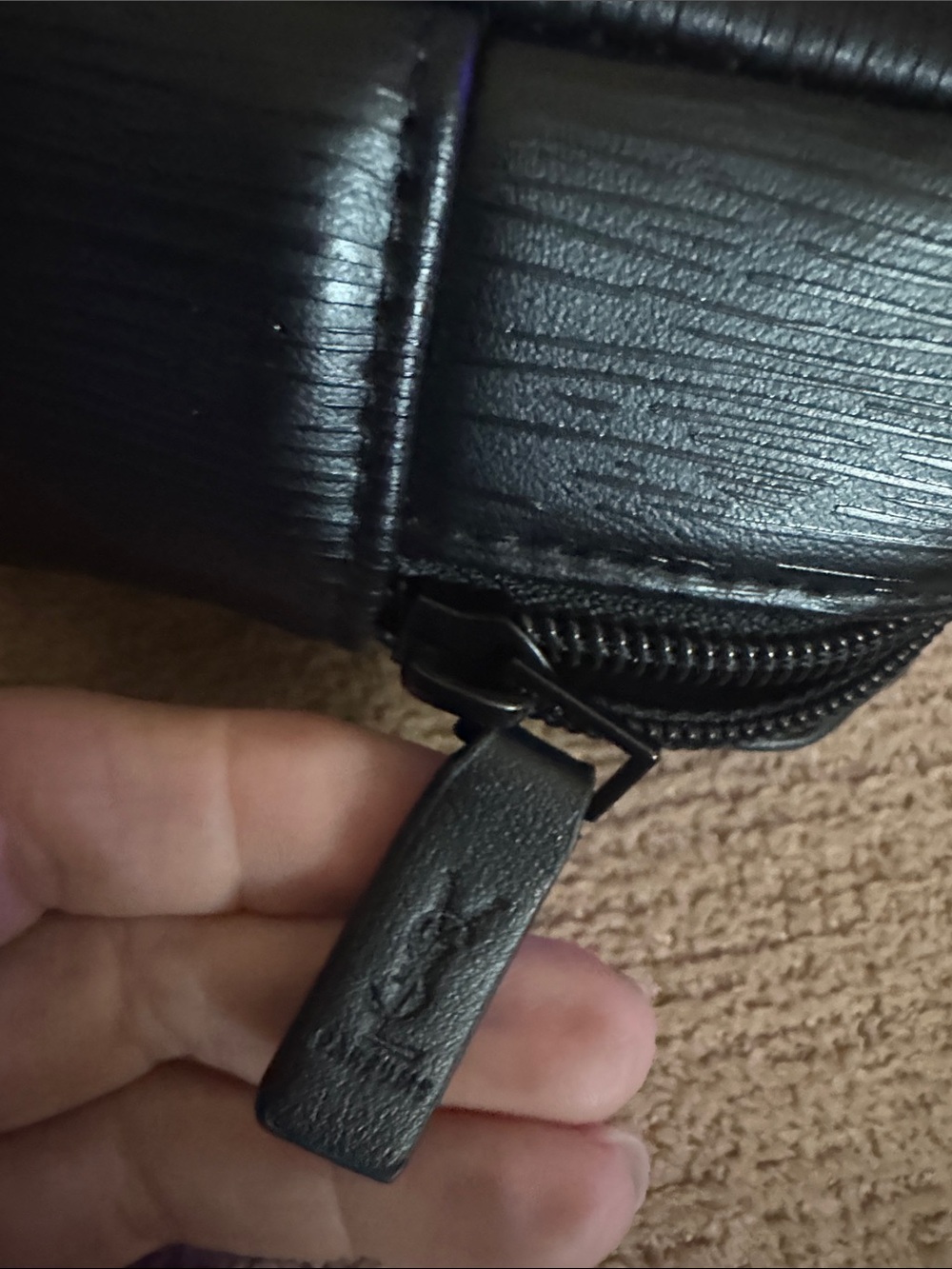 Black Embossed YSL Leather Cosmetic Toiletry Bag - Picture 2 of 6